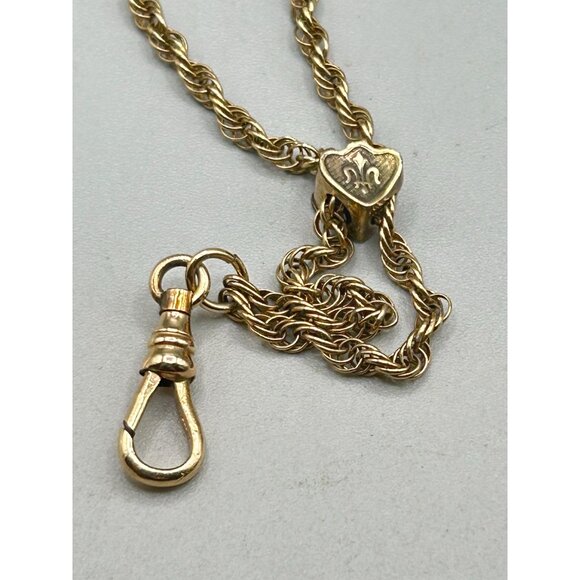Antique Gold Filled Victorian Watch Locket Chain Opera Necklace Swivel Clip - Picture 5 of 7